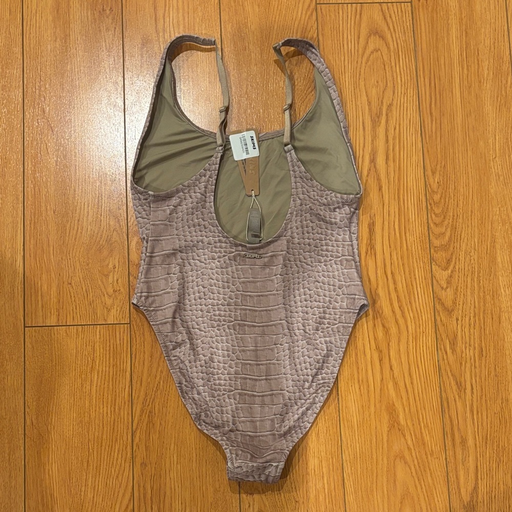 SKIMS Textured Taupe One Piece Swimsuit - Picture 2 of 2